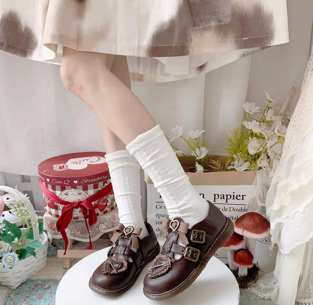 Brown/Khaki Lolita JK Round-Toe Leather Shoes 22820:330034 22820:330034