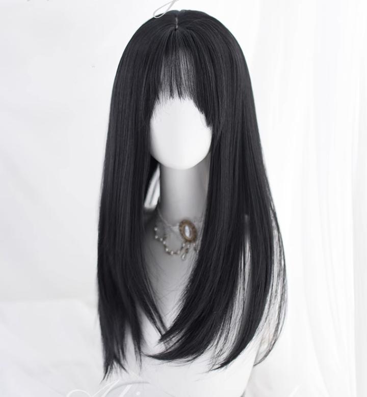 Lolita Wig Side-swept Fringe Wig Long Straight Wig 35938:507916 35938:507916