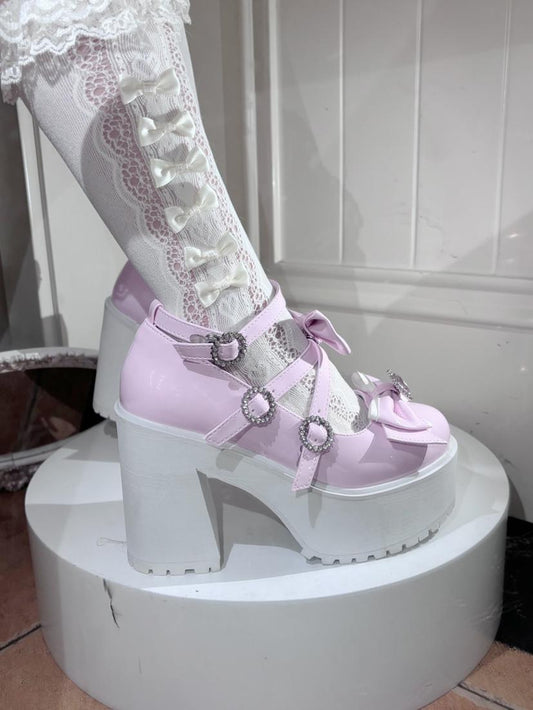 Jirai Kei Shoes Block Heel Platform High Heels Multicolors 38144:581024