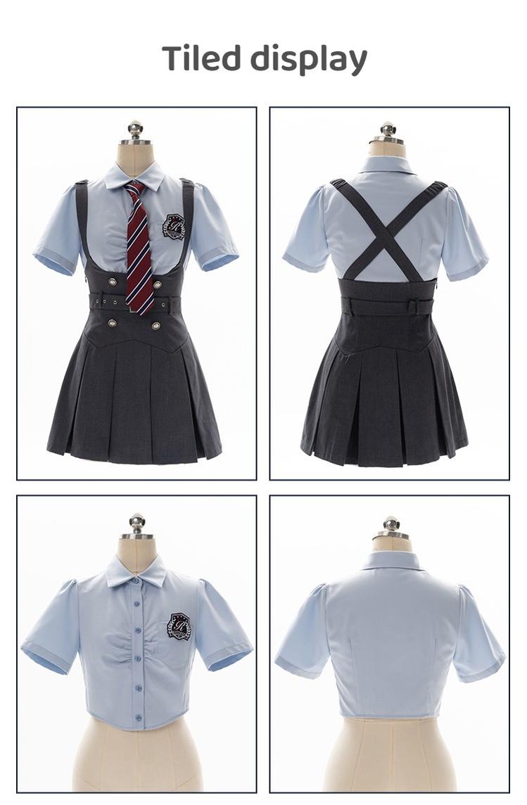 American Uniform Set College Style Skirt Preppy Blouse 36408:568088