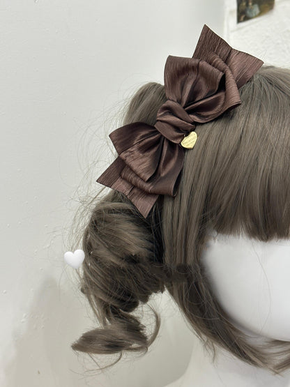 Lolita Headdress Pink Brown Clip Sweet Bow Hair Accessory 32172:563078