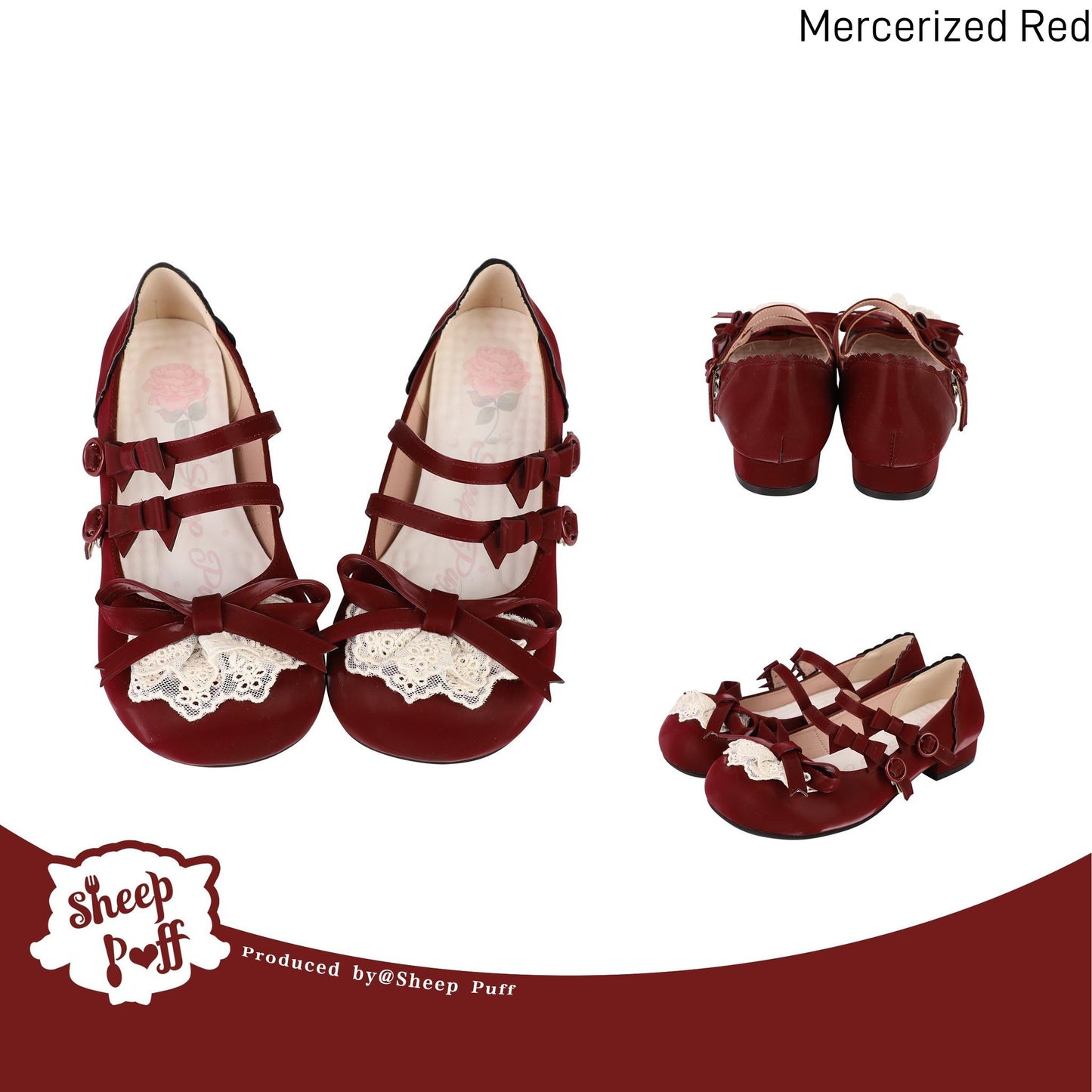 Lolita Shoes Kawaii Low Heel Shoes Lace Round-Toe Shoes (34 35 36 37 38 39 40 41) 37112:557740