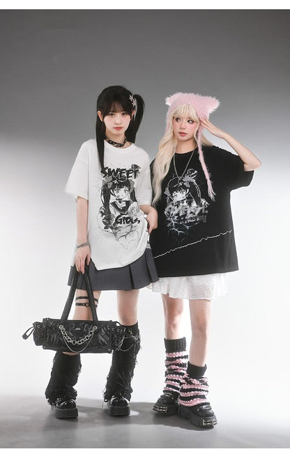 Y2K T-Shirt Anime Top Ripped Design 35898:560048