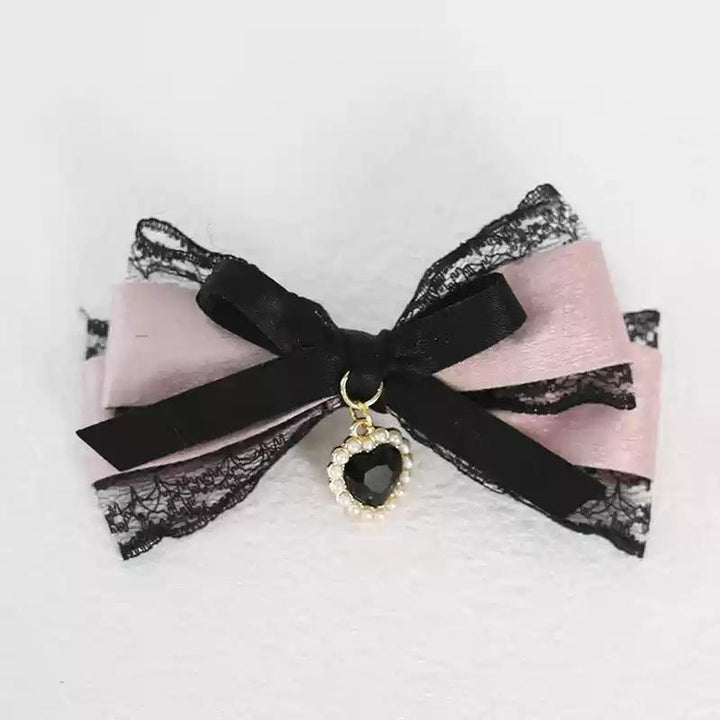 Jirai Kei Headdress Black Pink Hairpin Bow Hair Clip 22536:614846