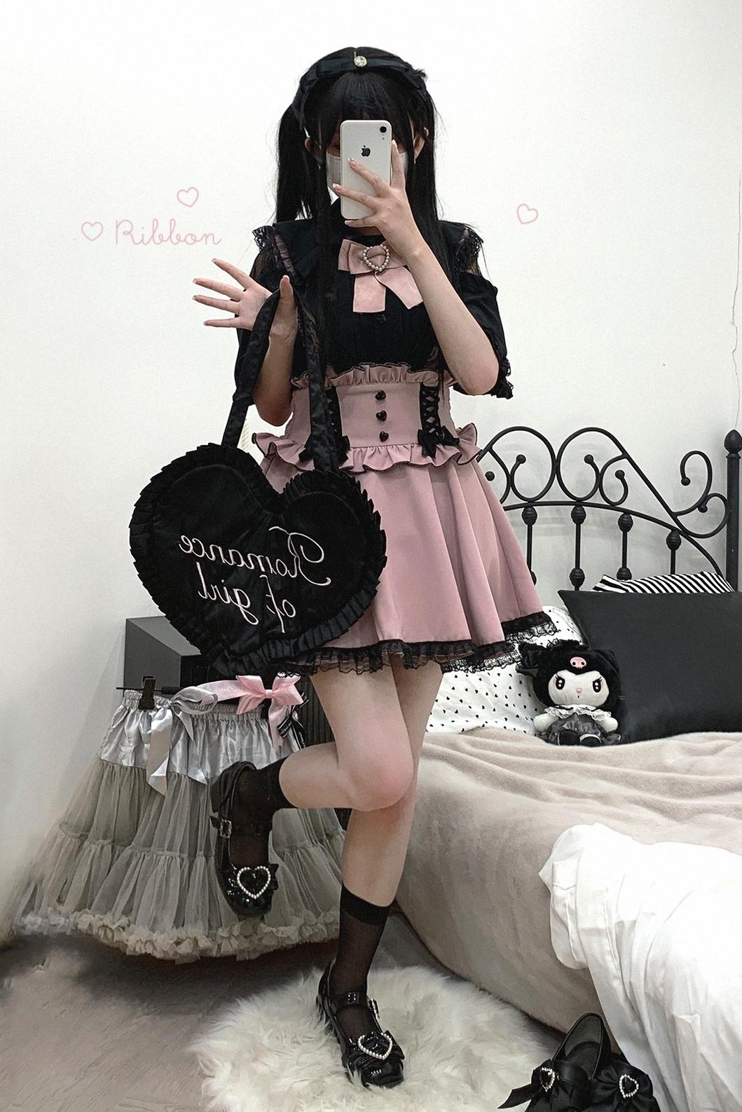 Jirai Kei Lace Cape Blouse Short-Sleeved Cutout Shirt 35360:763171