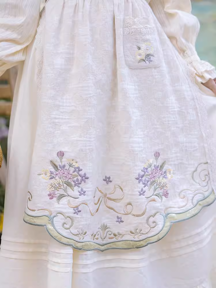 Cottagecore Dress Mori Kei Dress Set Embroidered Cotton Set 36238:527680