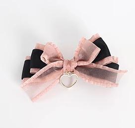 Jirai Kei Black Pink Hair Pin With Lace And Bow 22530:322894 22530:322894