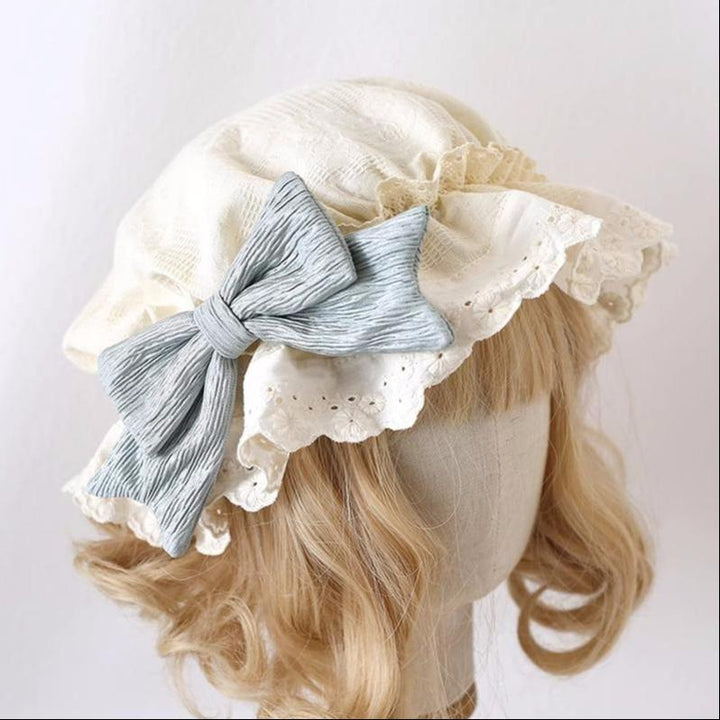 Lolita Bonnet Lace Edge Lvory Hat Lovely Bow Nightcap 28926:365072 28926:365072