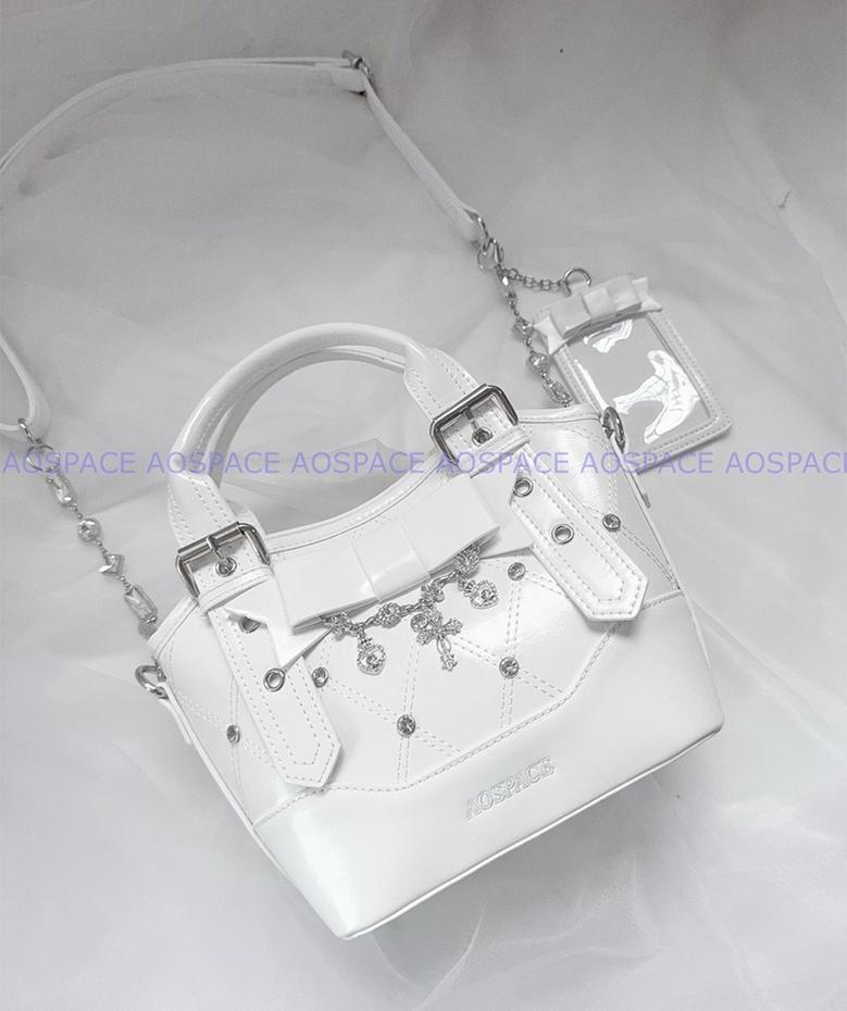 Oil-waxed Leather Jirai Kei Cross-body Bag, Detachable Strap 44161:798504