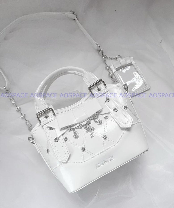 Oil-waxed Leather Jirai Kei Cross-body Bag, Detachable Strap 44161:798504