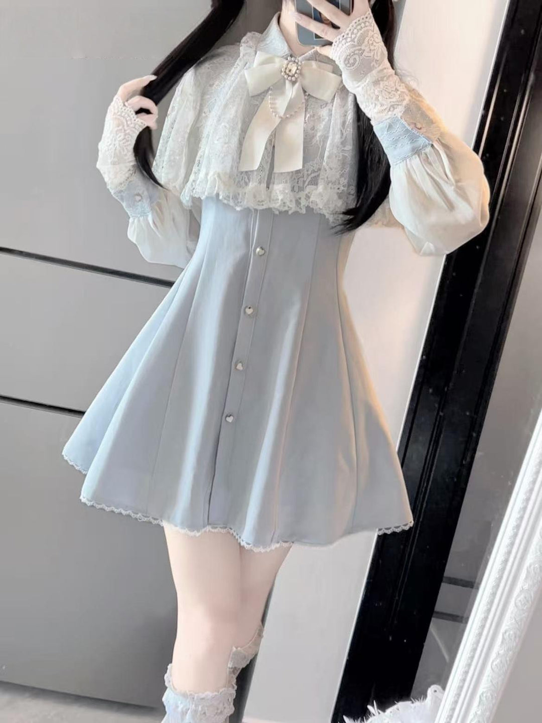 Lace Cape-Inspired Ryousangata Dress (L M S XS) 43863:787945