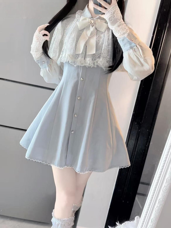 Lace Cape-Inspired Ryousangata Dress (L M S XS) 43863:787945