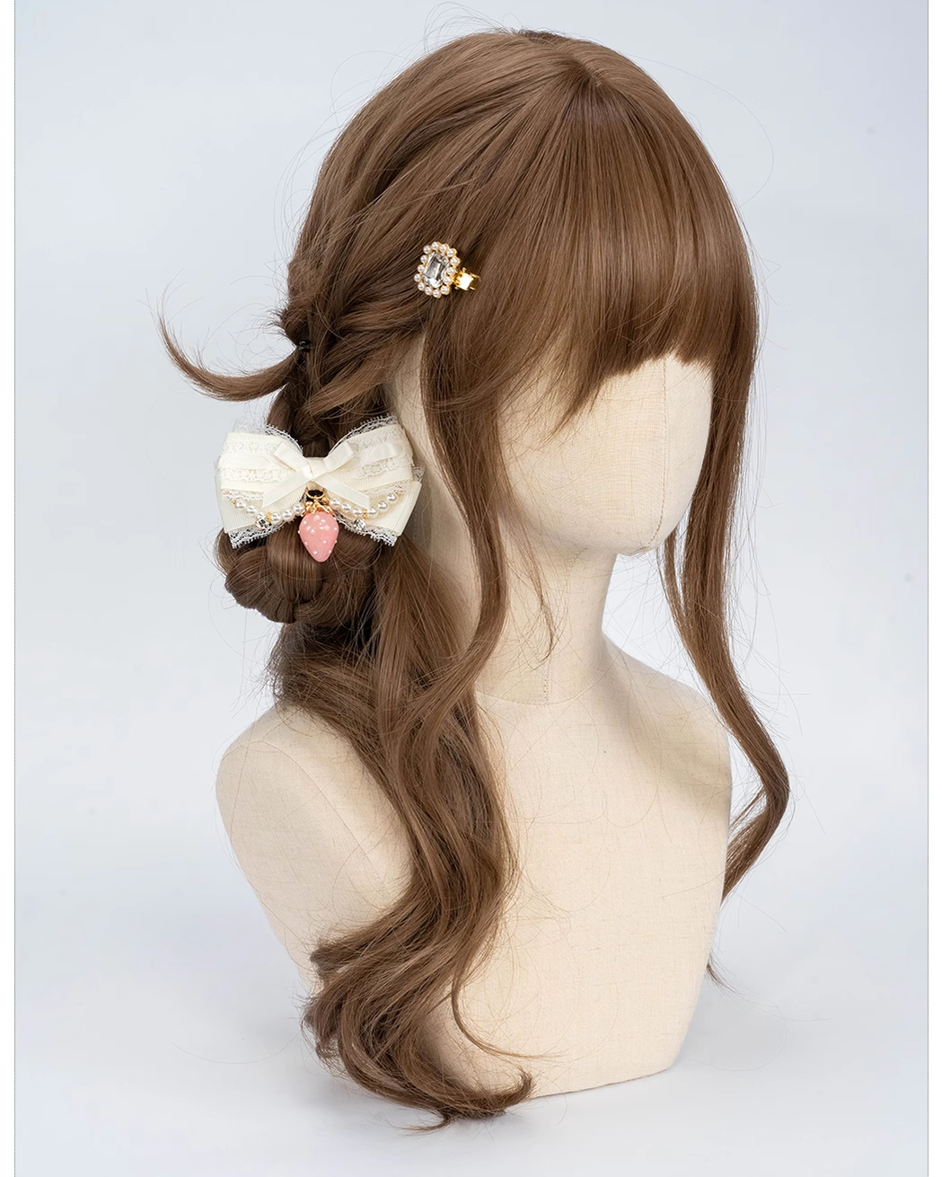 Lolita Bow Hair Clip Handmade Pearl Chain Barrette 36120:512838 36120:512838