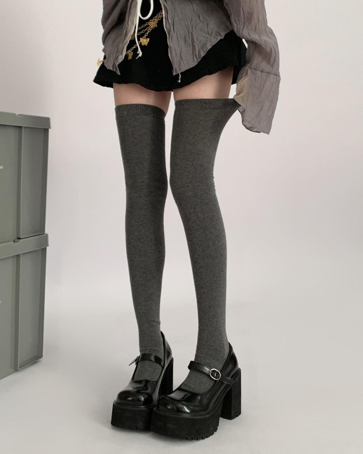 JK Thigh-high Socks Black Knee-high Socks Winter Stockings 40884:698482