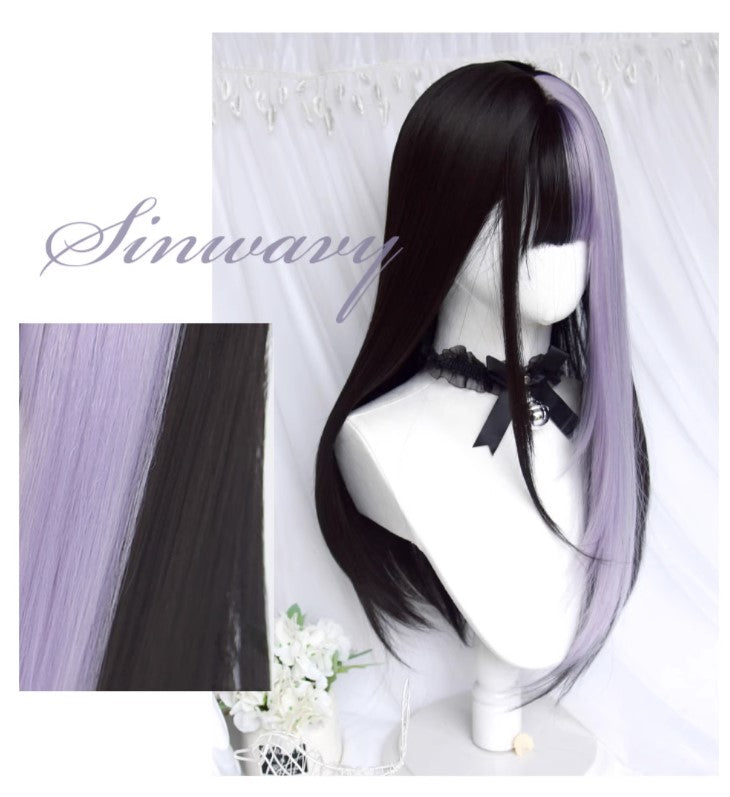 Jirai Kei Lolita Black And Purple Long Straight Wig 22038:318350