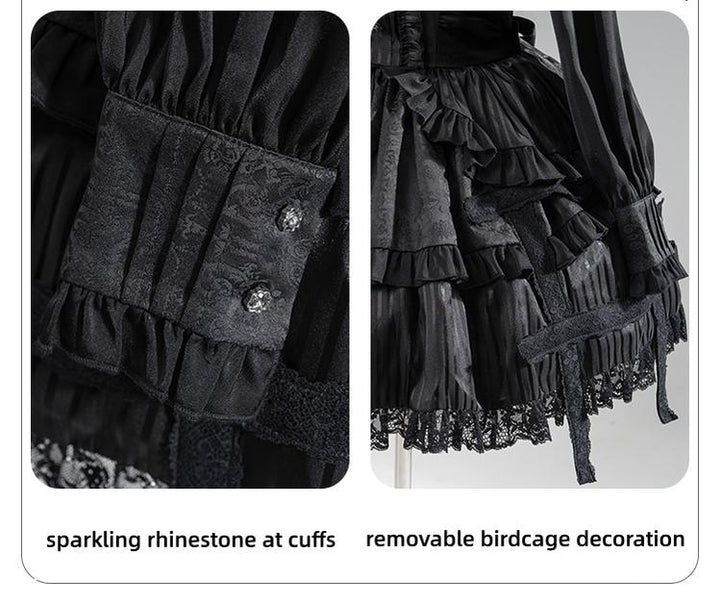 Gothic Lolita Black OP Dress, Bat Wing Collar 44074:796013