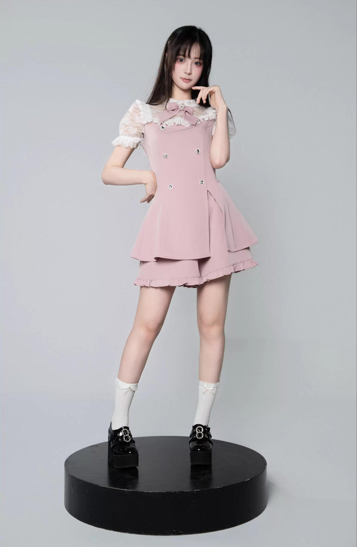 Jirai Kei Dress Set, Lace and Rhinestone 43844:786636
