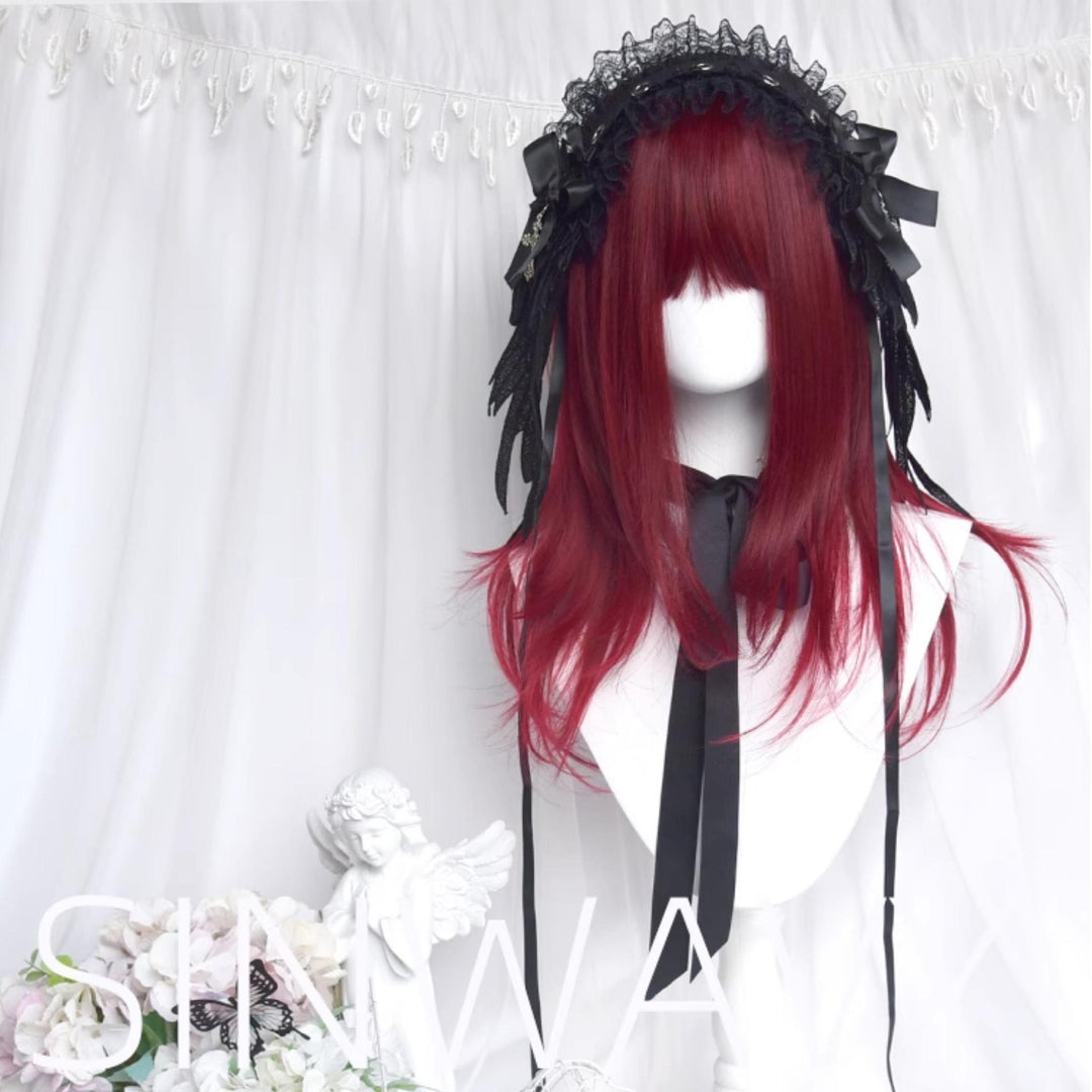 Jirai Kei Wig Gyaru Cherry Red Wig Layered Mid-length Wig 42182:731484