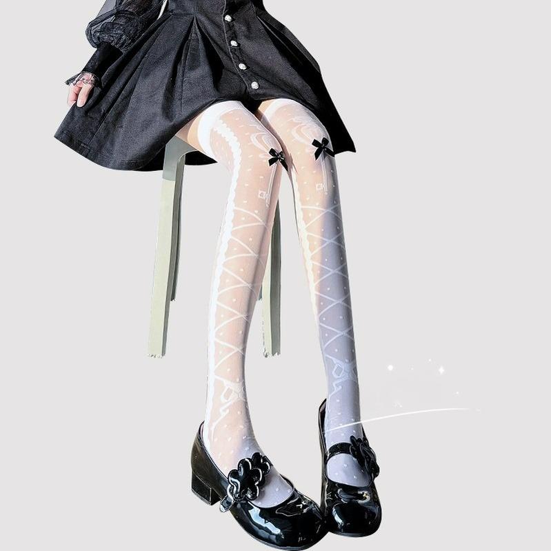 Lolita Socks Cross Thigh Socks Bow Over-the-Knee Stockings 36624:557760