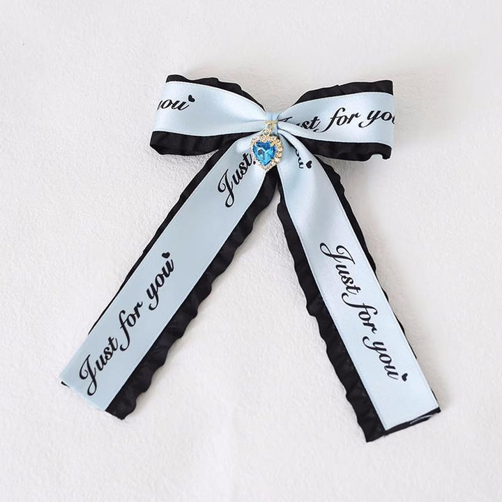 Jirai Kei Ryousangata Hair Clips with Letter Ribbons and Bow 22544:333198