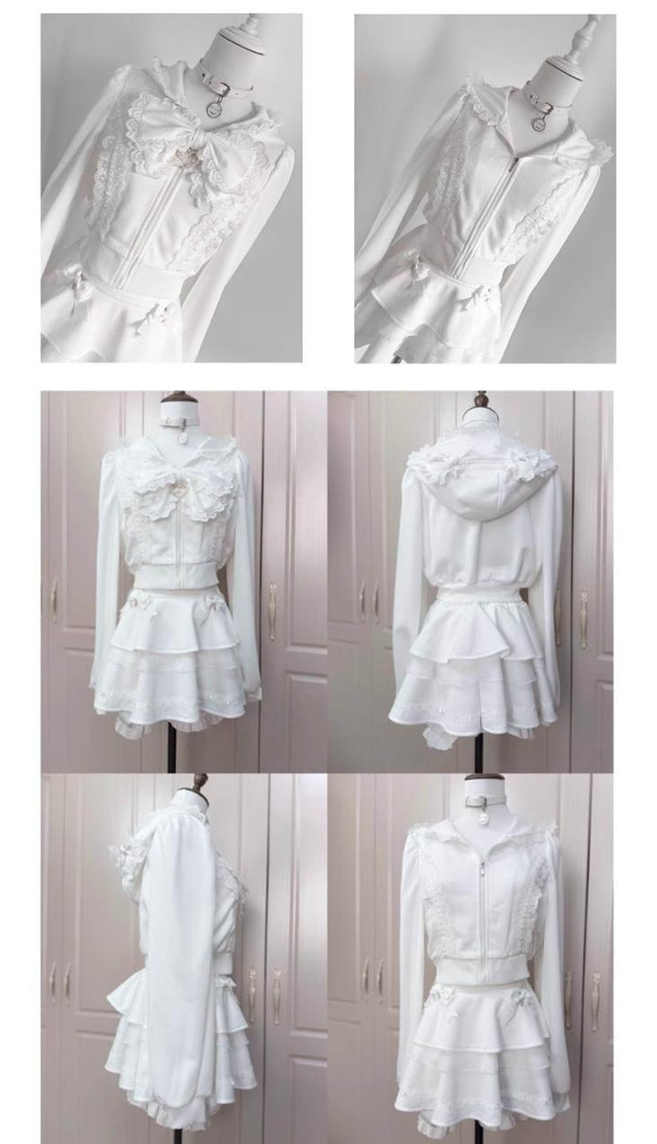 Jirai Kei Jacket Sporty Long Sleeve Hoodie And Skirt Set 42891:759042