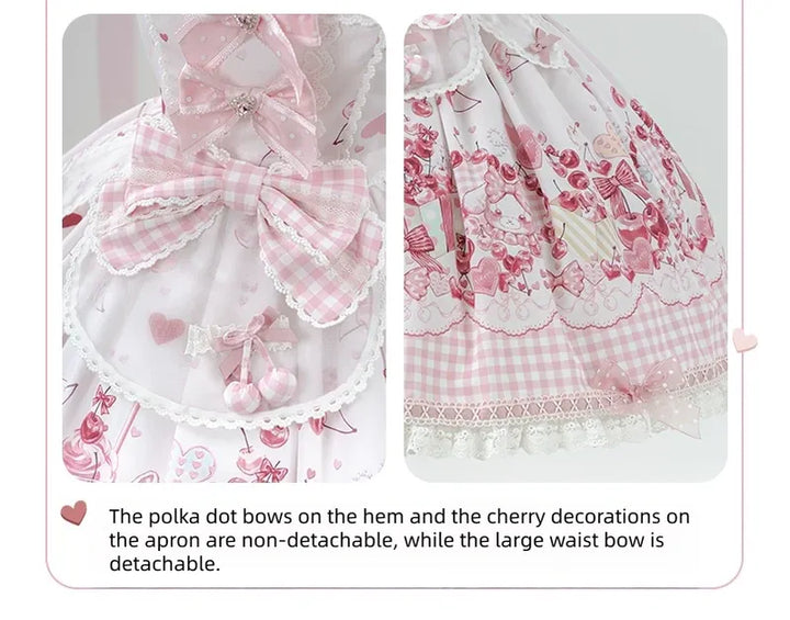 Kawaii Lolita Bunny Print JSK Dress, Detachable Apron 45164:838503