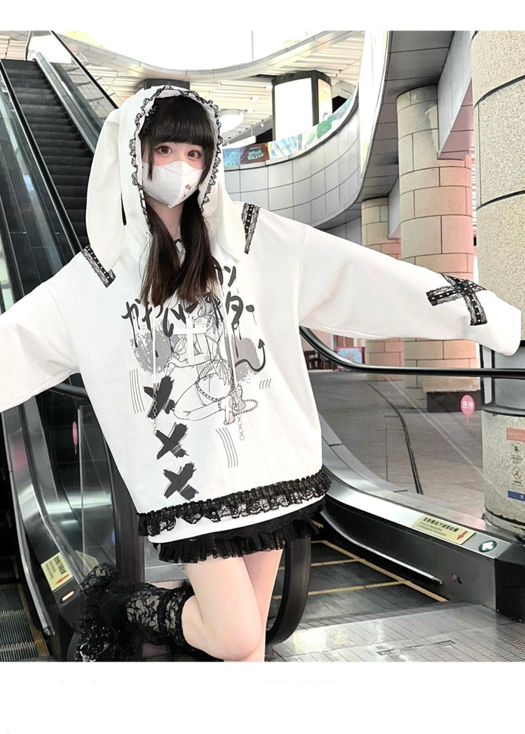 Y2K Cotton Hoodie Yami Kawaii Bunny Ear Hoodie 34000:477316 34000:477316