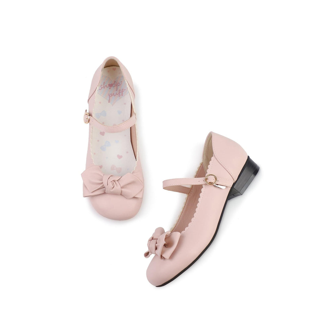 Lolita Shoes Round Toe Pink Shoe Butterfly Bow Beige Shoes (34 35 36 37 38 39 40 41) 37596:602442