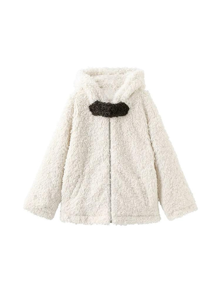 Kawaii White Coat Plush Rabbit Ear Hooded Coat (L M S / White) 32398:423034 (L M S) 32398:423034