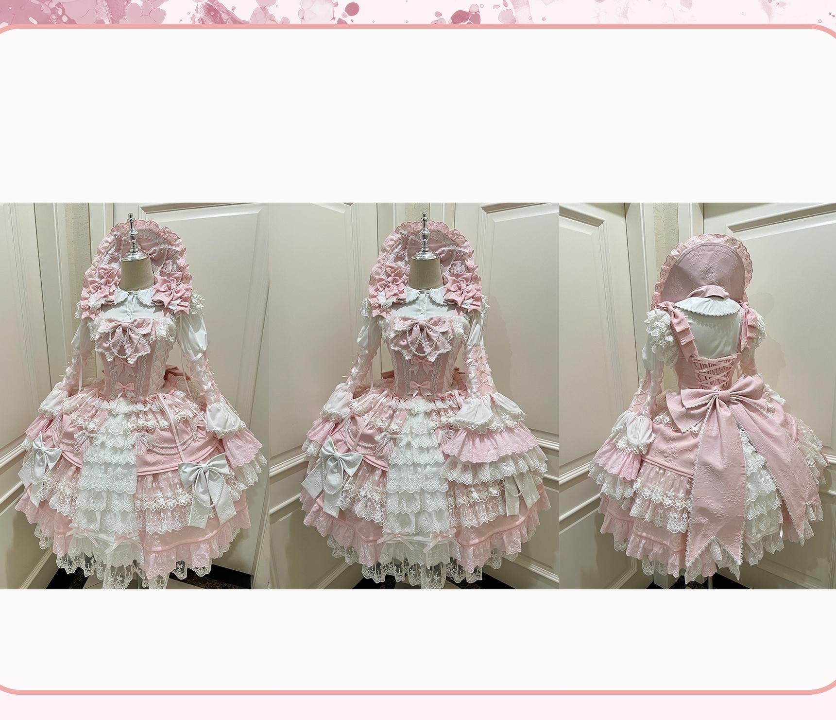 Vintage Lolita Dress Pink Doll-like Dress Princess Sleeve Vintage Lolita Dress Pink Doll-like Dress Princess Sleeve