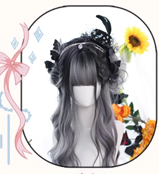 Lolita Wig Long Grey Wig Gentle Curly Wig 35614:496190 35614:496190