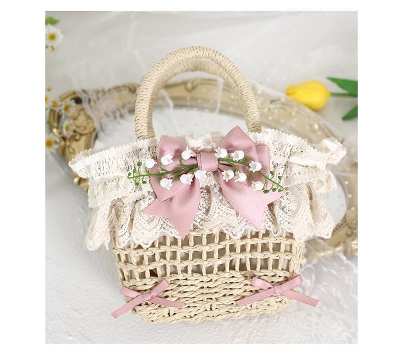 Mori Kei Bag Cottagecore Woven Bag Lolita Lace Bag 36442:523010