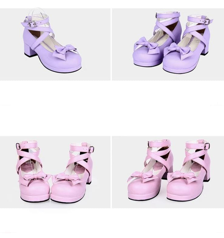 Lolita Shoes Mid Heel Shoes With Sweet Round Toe And Bow 37386:558826 37386:558826