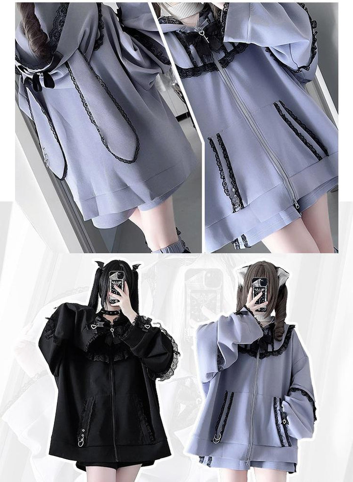 Subcul Jirai Zip-Up Hoodie, Rabbit Ear 44415:807792