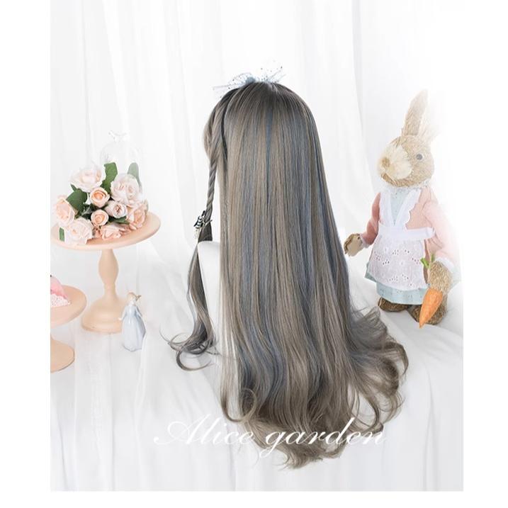 Lolita Wig Grey Blue Highlight Long Curly Hairpiece 35946:509542 35946:509542