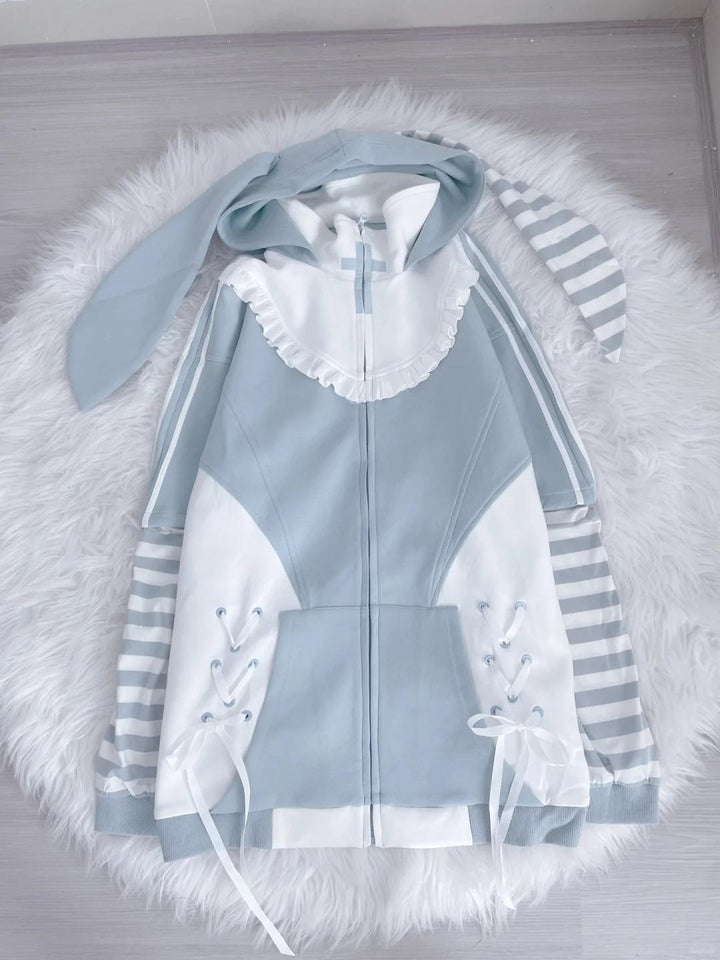 Tenshi Kaiwai Coat Blue Hoode With Long Bunny Ears 21834:758214