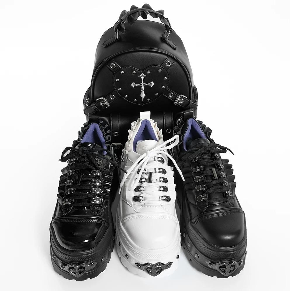 Punk Platform Shoes, Cross Accent & Detachable Heel Chains 45950:872354