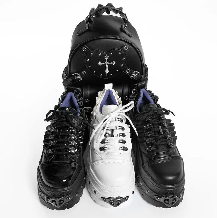Punk Platform Shoes, Cross Accent & Detachable Heel Chains 45950:872354