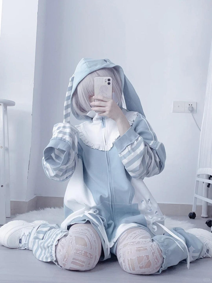 Tenshi Kaiwai Coat Blue Hoode With Long Bunny Ears 21834:758215