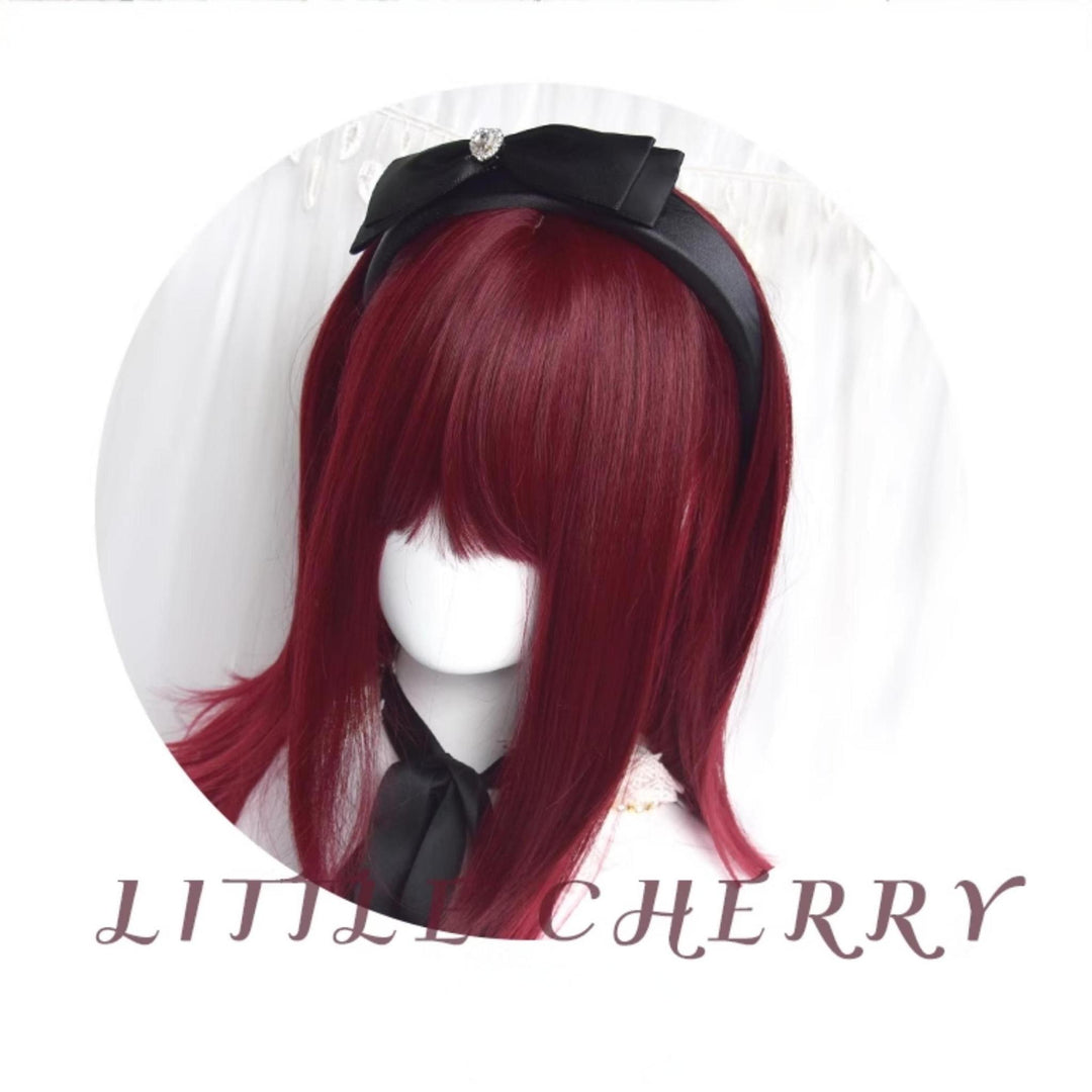 Jirai Kei Wig Gyaru Cherry Red Wig Layered Mid-length Wig 42182:731486