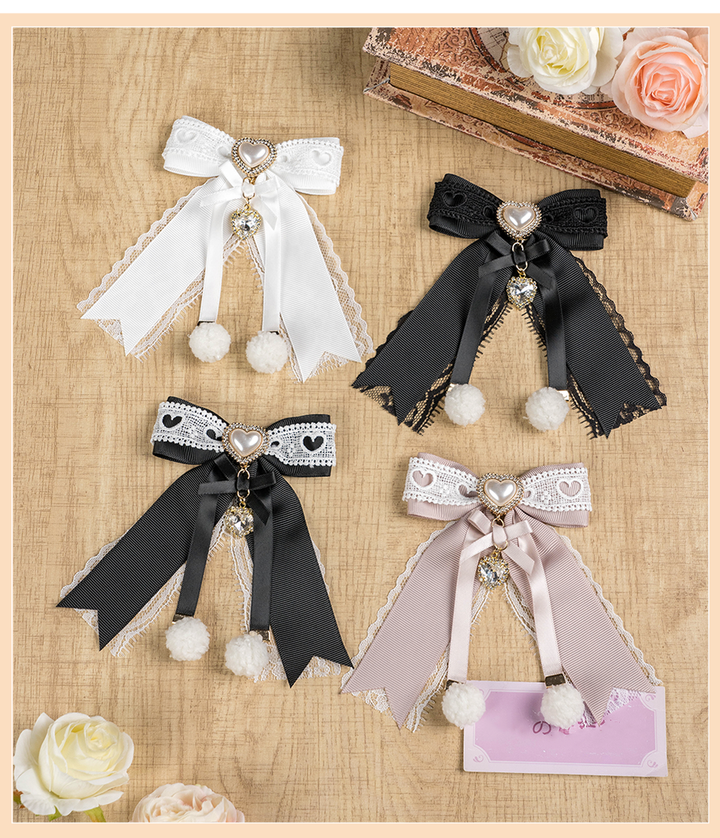 Jirai Kei Barrette Lolita Sweet Hair Clip Lace Bow Headpiece 41586:704222