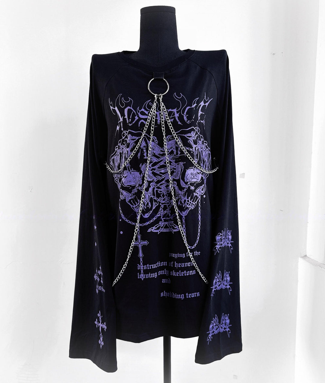 Sub-Culture Long-Sleeved T-Shirt, Detachable Front Chains 44767:826024