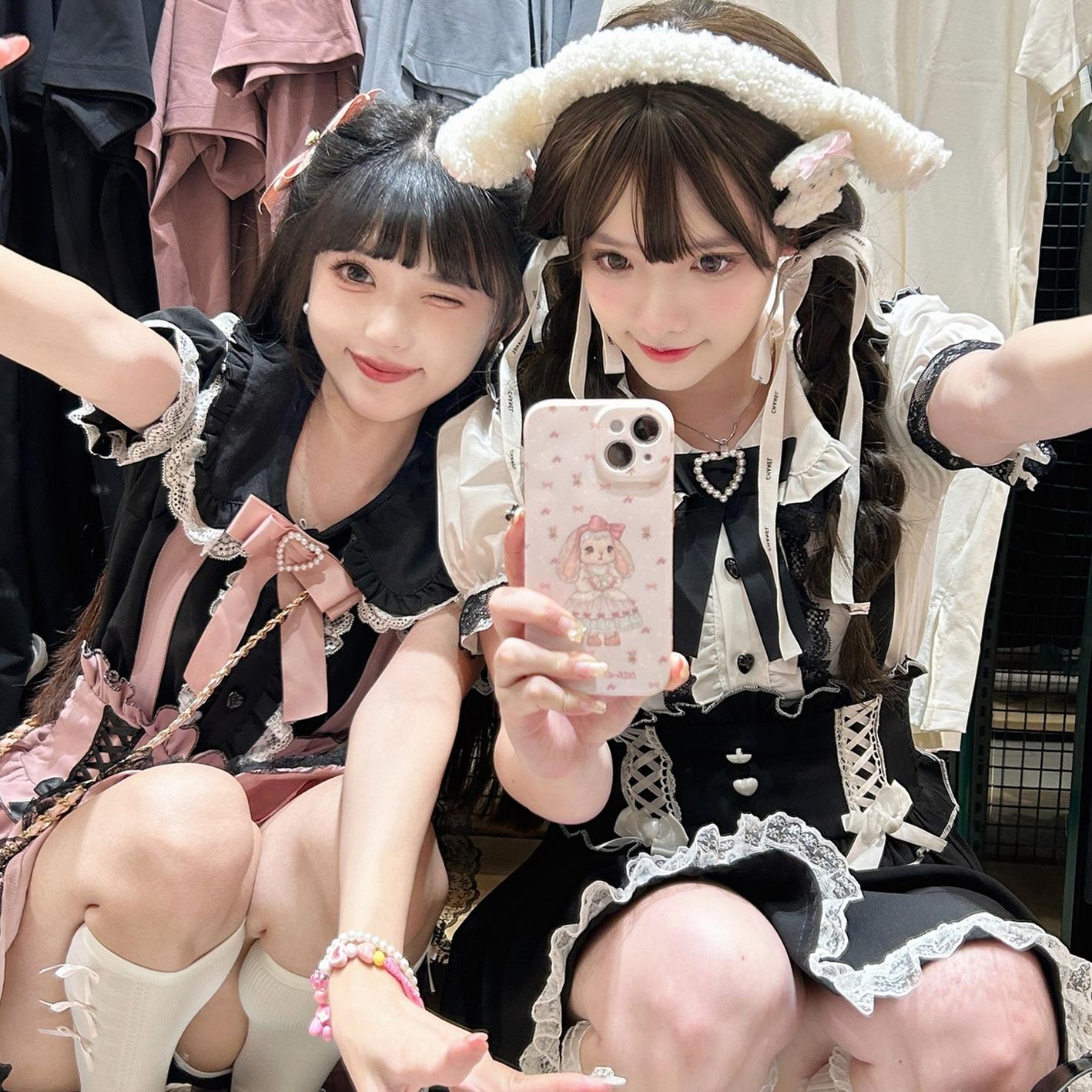 Jirai Kei Suspender Skirt Ruffled Lace Strap Salopette 35372:544204