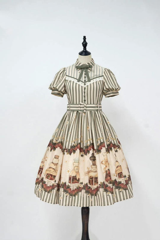 Retro Lolita Dress Strawberry Print Short Sleeve OP Embroidery Shirt (2XL L M S XL) 37248:569556