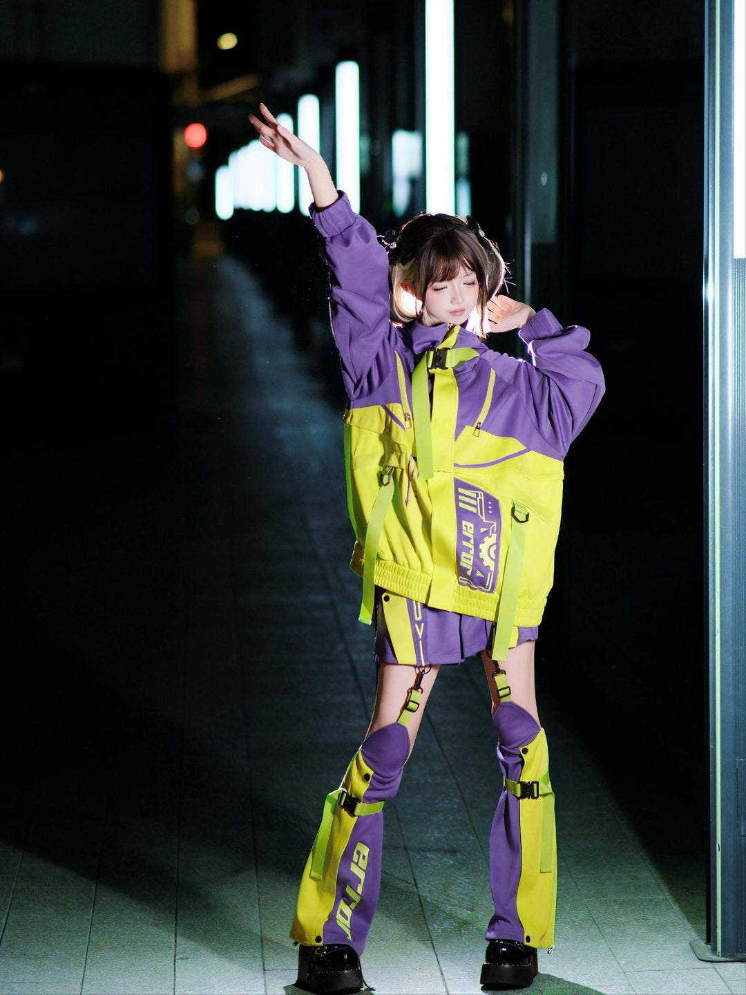 Cyberpunk Outfit, Detachable Jacket and Shorts Set 44424:810153