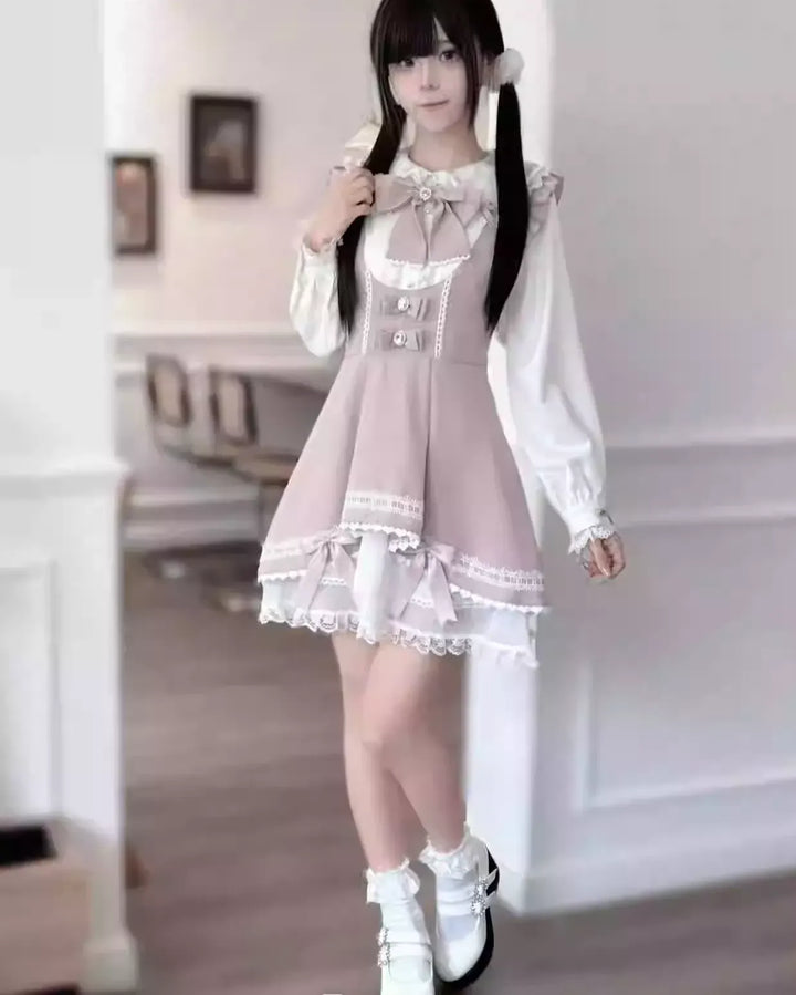 Jirai Kei Dress Set Bunny Ear Blouse Suspender Skirt Set 41440:699188