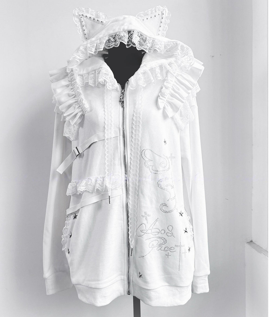 Rhinestone Setting Sub Culture Jacket, Cat Ear Hood (M S) 44766:825918