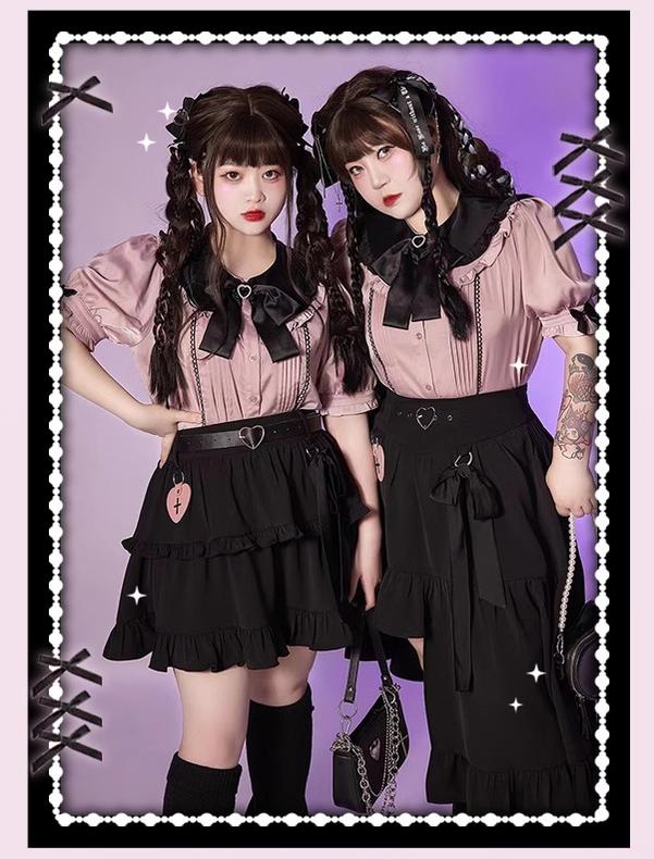 Plus Size Jirai Kei Black Skirts Vests 22052:349510