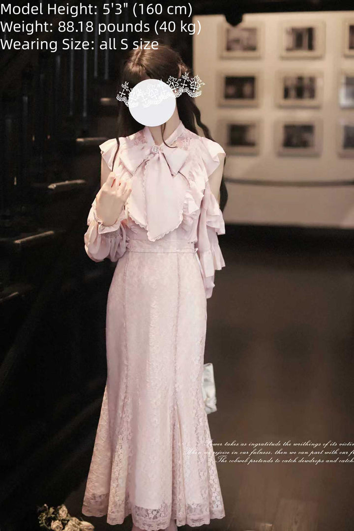 Seiso Kei Chiffon Blouse, Mermaid Skirt 44030:793814