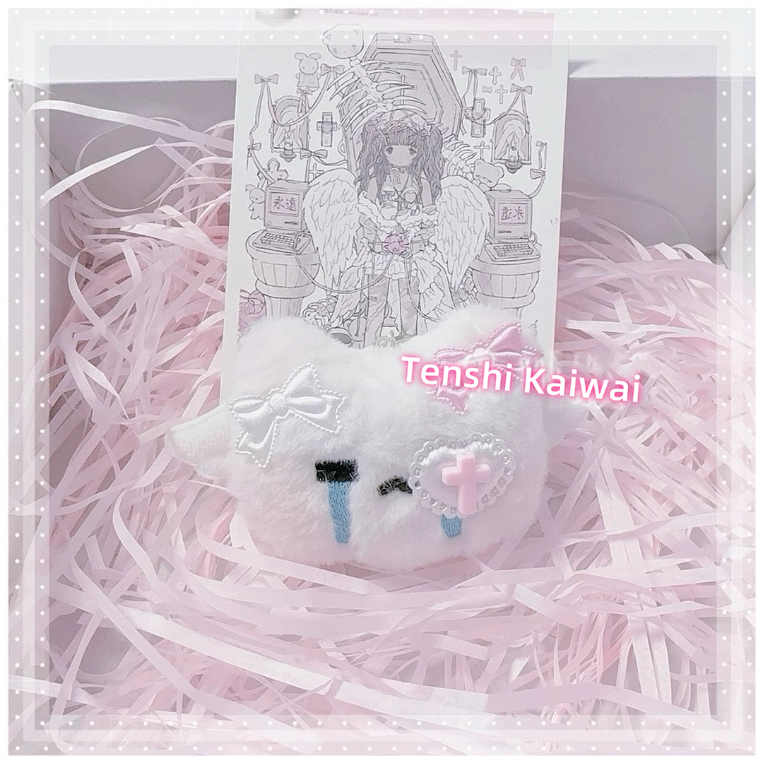 Tenshi Kaiwai Hair Clips Plush Kitty Hairpin Pendant 40146:670232